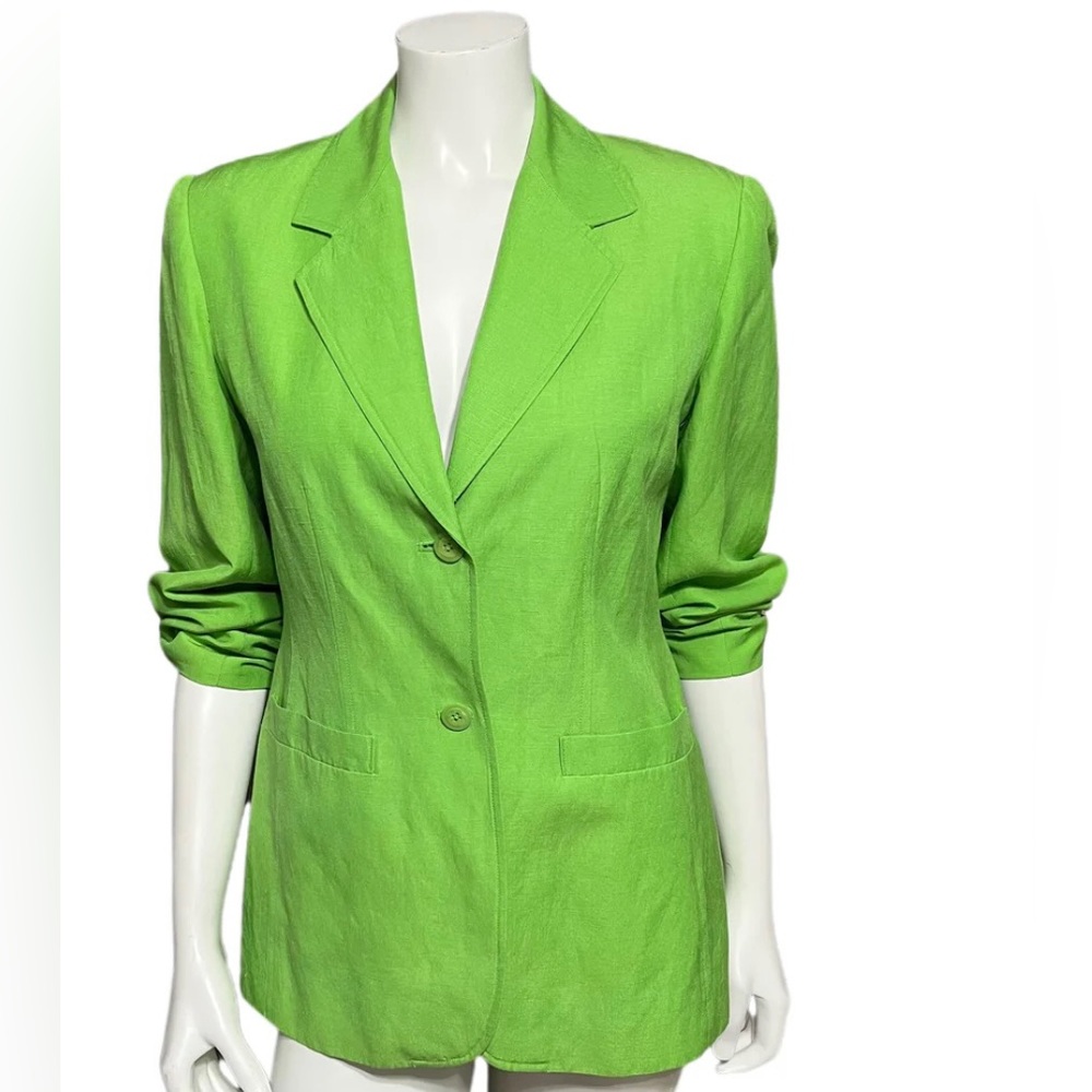 ⭐️Classiques Entier Green Silk Blend Lime Green Blazer Sz-Small